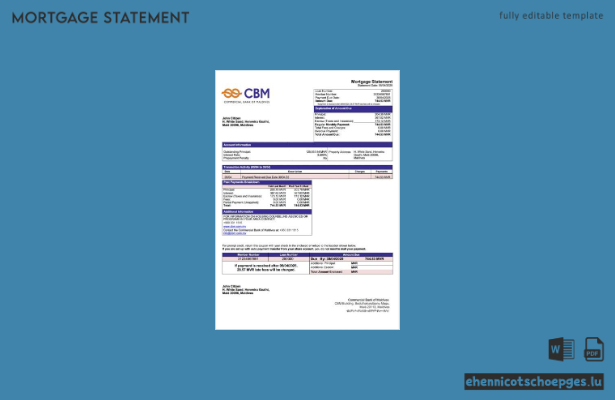 Beispiel-Word- und PDF-Vorschau eines Hypothekenauszugs der Maldives Commercial Bank of Maldives